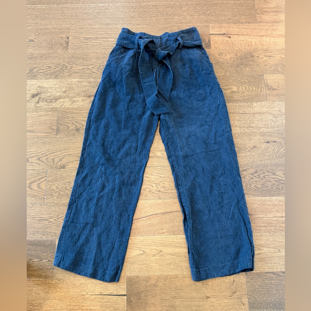 Veronica Beard Textured Tie Waist Pants Blue Size 6